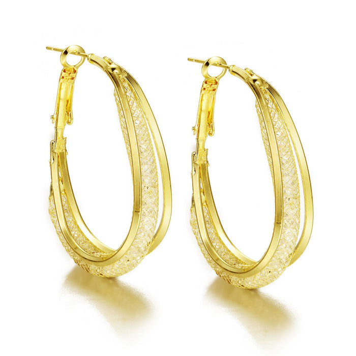 Wholesale Rhinestone Hollow Alloy Earrings JDC-ES-HZS001