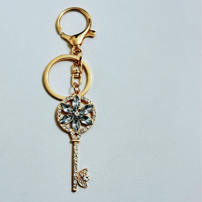 Wholesale Keychain Rhinestone Key Design Zinc Alloy Car Bag Charm Gift