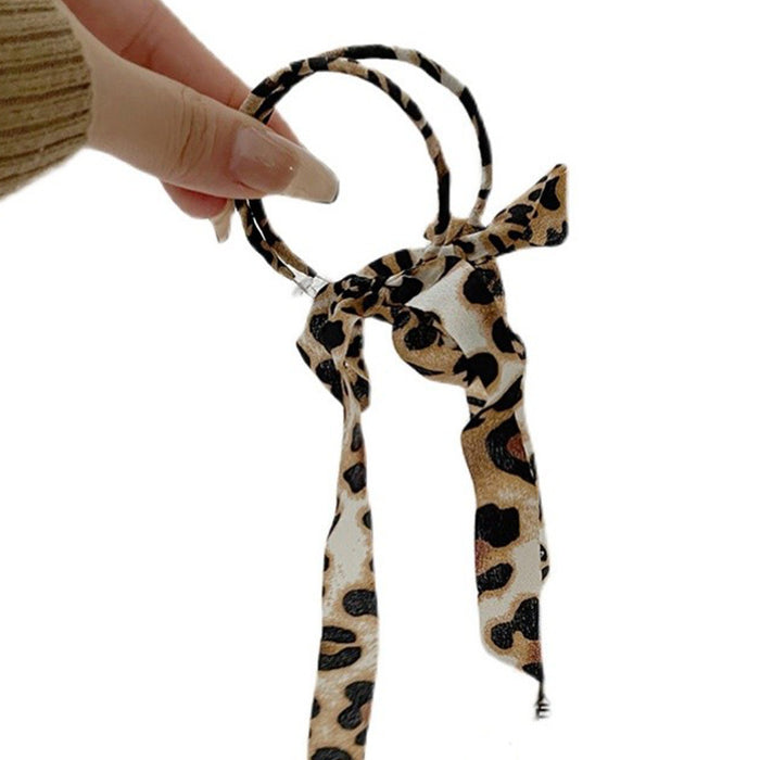 Wholesale Exaggerated Leopard Ribbon Earrings Strap Large Circle Long Earrings