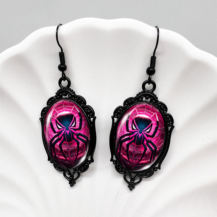 Wholesale  red  Round Earrings  Web Earrings Vintage Love Bugs Time and Light Gems Black Earrings