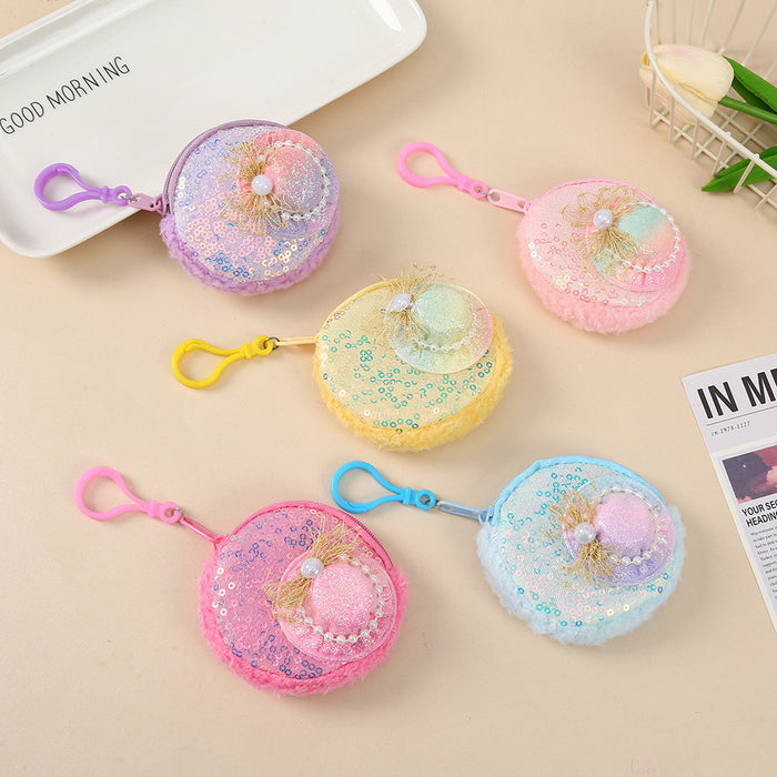 Wholesale Sequin Colorful Coin Purse Plush Keychain JDC-KC-YiK005