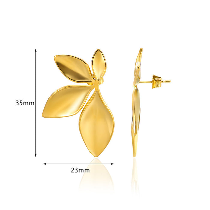 Wholesale simple leaf earrings stainless steel pendant leaf earrings