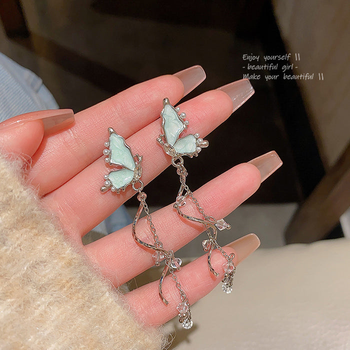 Wholesale Crystal Butterfly Pearl Earrings