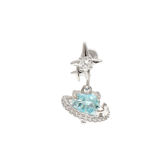 Wholesale Women's Titanium Steel Four-Pointed Star Heart Earrings