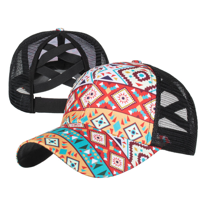 Wholesale Cotton Polyester Cross Ponytail Baseball Hats JDC-FH-ZhongMei001