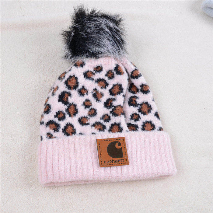 Wholesale Parent-child Leopard Print Warm Hat with Fleece (F) JDC-FH-KuT013