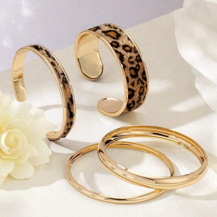 Wholesale Cool leopard bracelet smooth stacked bracelet