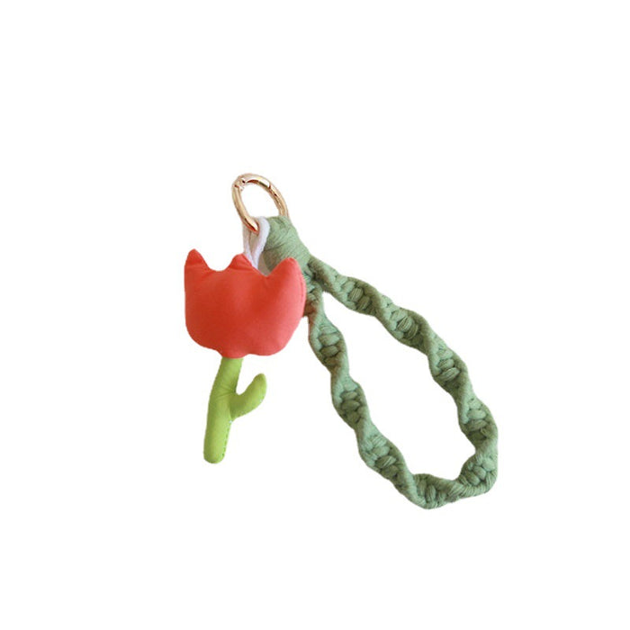 Wholesale Cute Tulips Cotton Rope Keychains