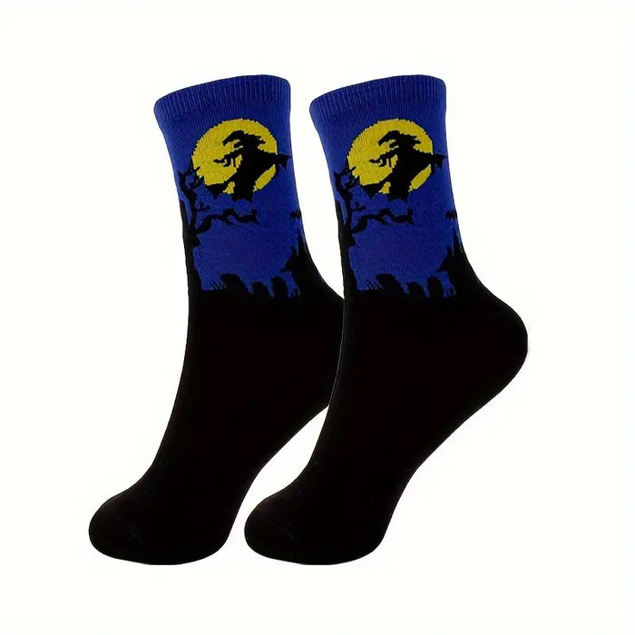 Wholesale  Skull Pumpkin Bat Cartoon Printed Casual Socks Sweat-absorbent Autumn and Winter Mid-tube Socks for Men and Women