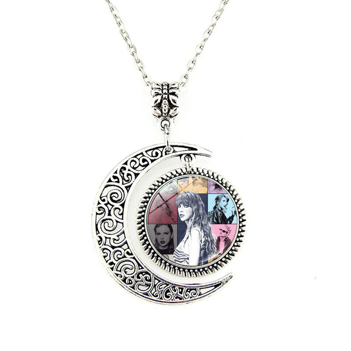 Wholesale Zinc Alloy Moon Pendant Necklace JDC-NE-HengX013