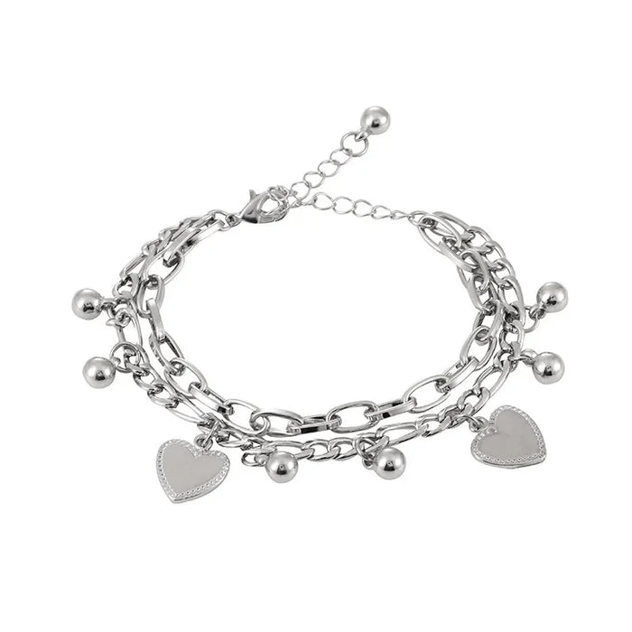 Wholesale Stainless Steel Double Layer Heart Shaped Bracelet