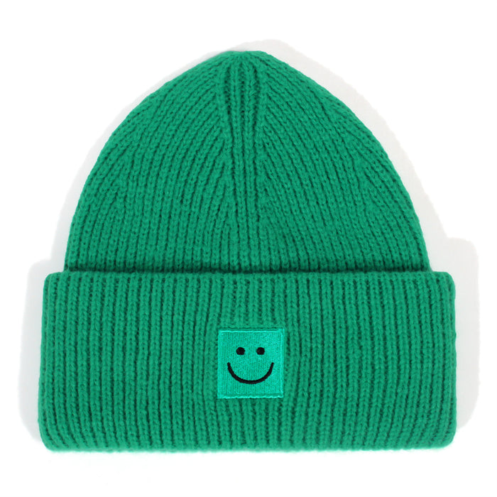 Wholesale Smiley Face Embroidery Acrylic Wool Knitted Hat JDC-FH-XiaMi011