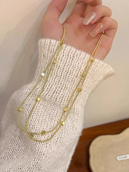 Wholesale Small square double-layer necklace clavicle chain temperament accessories fashion
