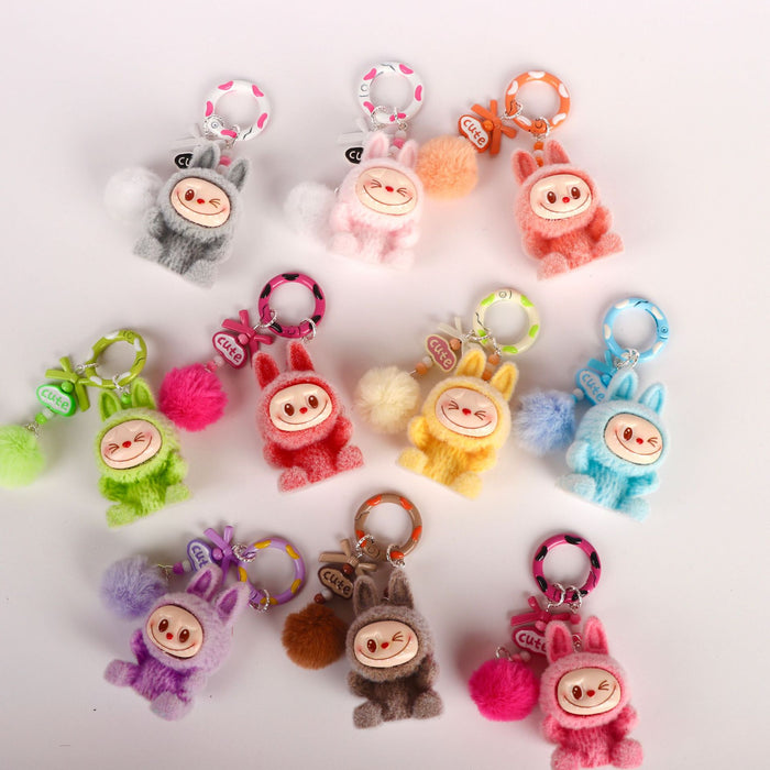 Wholesale Mini flocking doll vinyl doll pendant cute handmade jewelry accessories