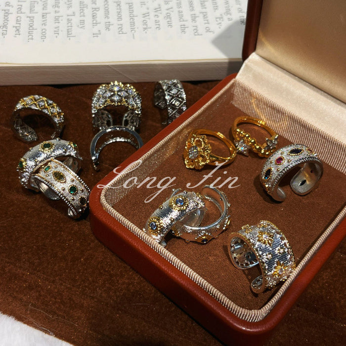 Wholesale Cross Flower Ring Diamond Four-Leaf Clover Ring