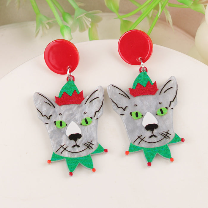 Wholesale Cartoon Christmas Series Elk Gloves Acrylic Earrings Exaggerated Design Earrings