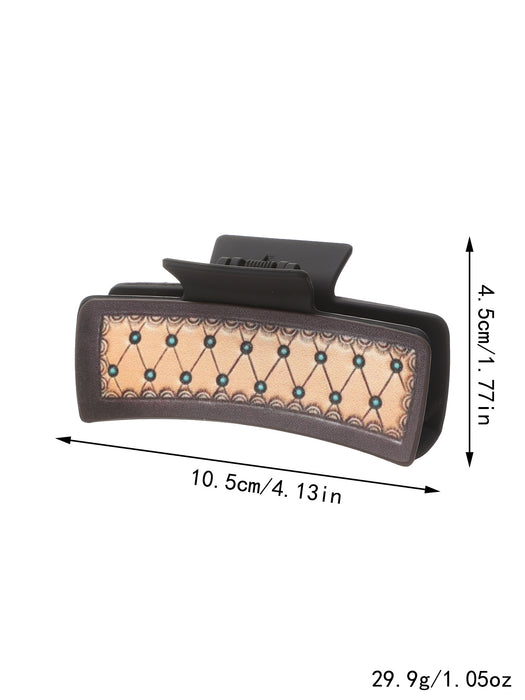 Wholesale Western Denim Style Horse Hair Craft Leather Women' s Hair Clip Grab Clip Shark Clip Hair Accessories Clip