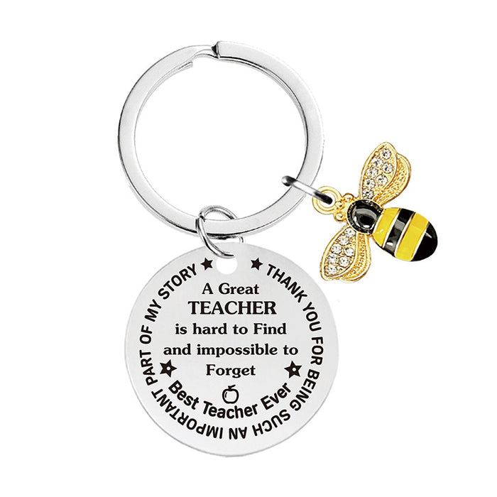 Wholesale Little Bee Thanksgiving Teacher's Day Alloy Keychain JDC-KC-GangGu048