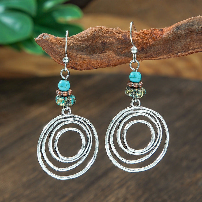 Wholesale 2pcs Bohemian Turquoise Retro Distinctive Earrings