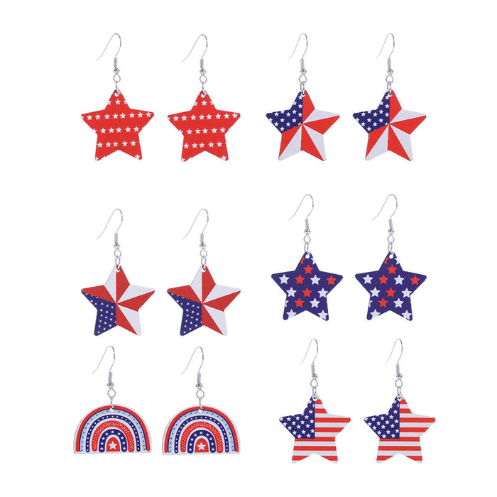 Wholesale American Independence Day Wooden Print Earrings JDC-ES-ChouTteng015