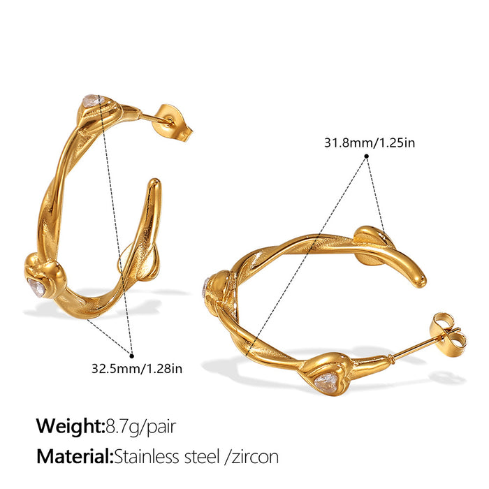 Wholesale Light luxury high-end photosensitive surface handmade heart-shaped earrings, fashionable and versatile temperament heart-shaped stainless steel earrings