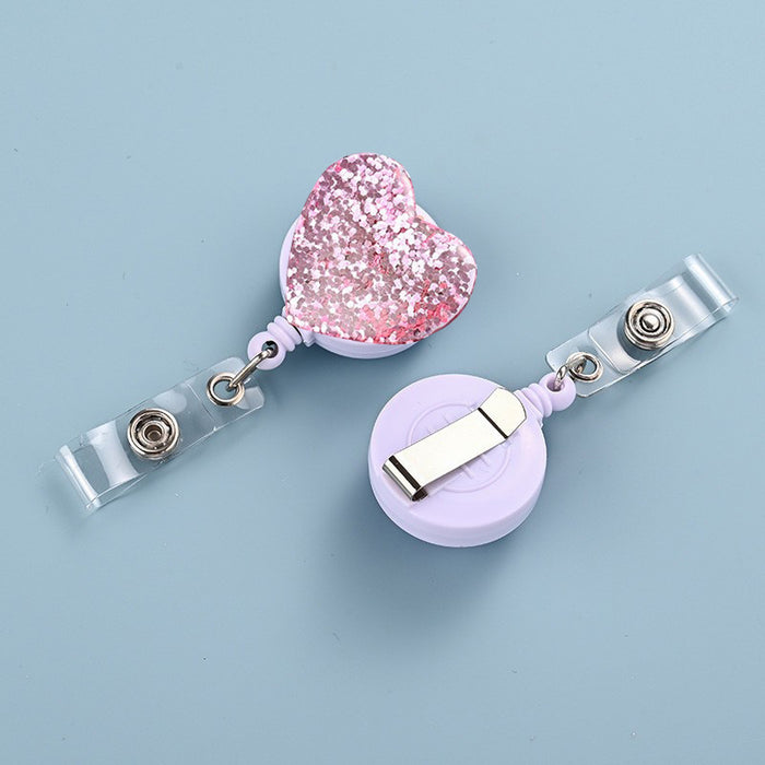 Wholesale Glitter Resin Heart Telescopic Buckle Keychain JDC-KC-ChangQi002