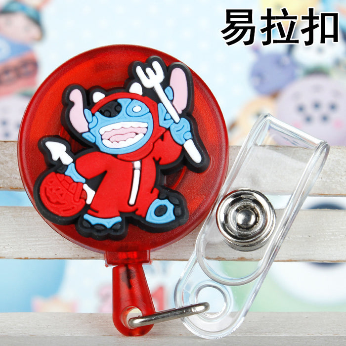 Wholesale Cartoon Badge Scroll Retractable Plastic Keychain JDC-KC-LuoKe007