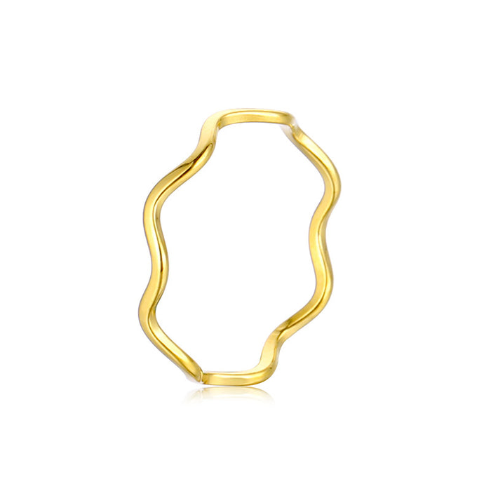 Wholesale 5pcs Minimalist Style Curved Wave Titanium Steel Ring 18K Gold Index Finger Ring for Women,  Unique Ins-Style Hand Jewelry