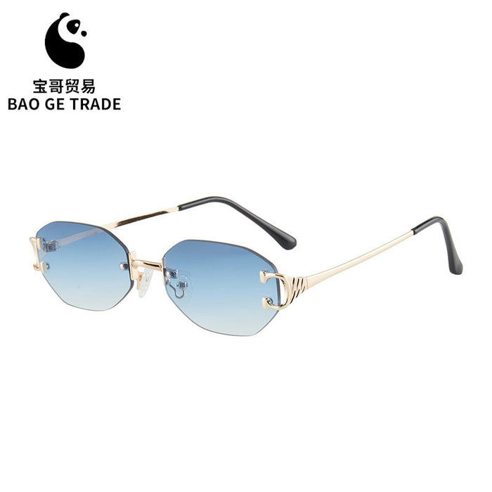Wholesale Versatile metal small frame sunglasses oval frame sunglasses personalized frameless glasses