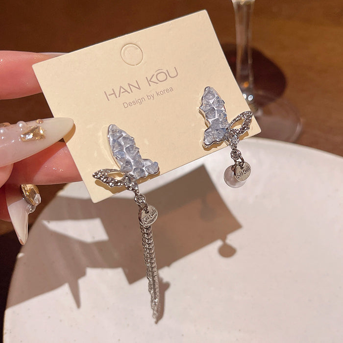 Wholesale Crystal Butterfly Pearl Earrings