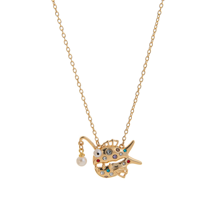 Wholesale Marine Series Pendant Cute Crab Jellyfish Goldfish Pendant Necklace Plated with 18K Gold