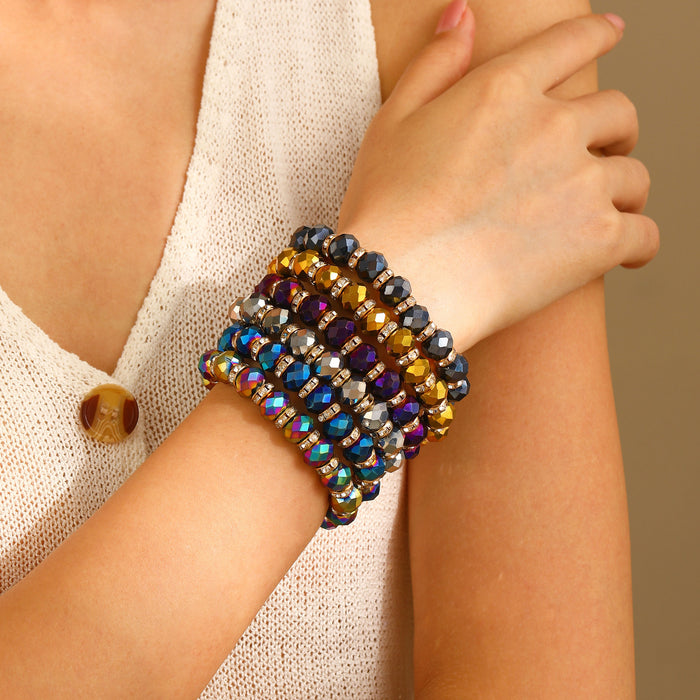 Wholesale Diamond Color Round Beaded Handmade Beaded Bracelet Crystal Bracelet