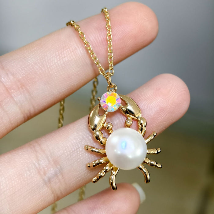 Wholesale Marine Series Pendant Cute Crab Jellyfish Goldfish Pendant Necklace Plated with 18K Gold