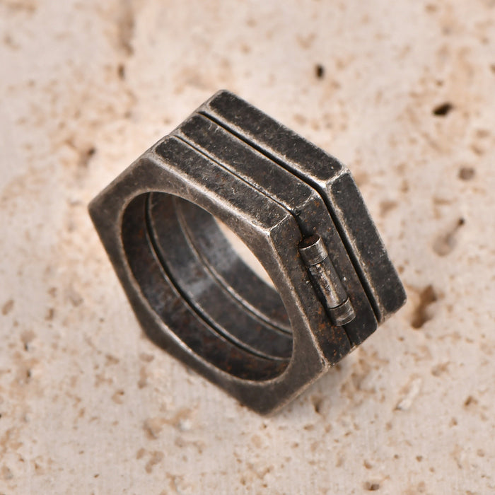 Wholesale Multi-Sided Simple Retro Style Titanium Steel Ring Men' s Ring