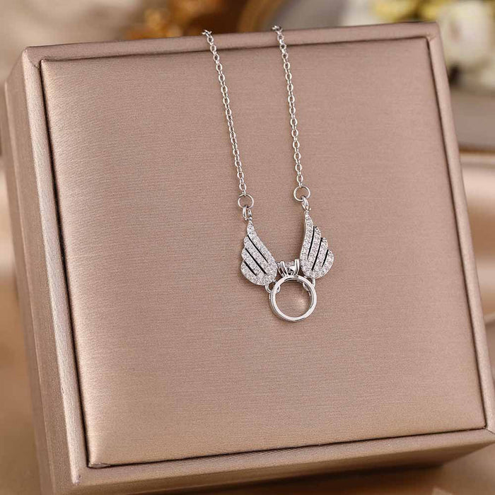 Wholesale Micro-Inlaid Zirconia Silver Titanium Steel Necklace JDC-NE-YinY001