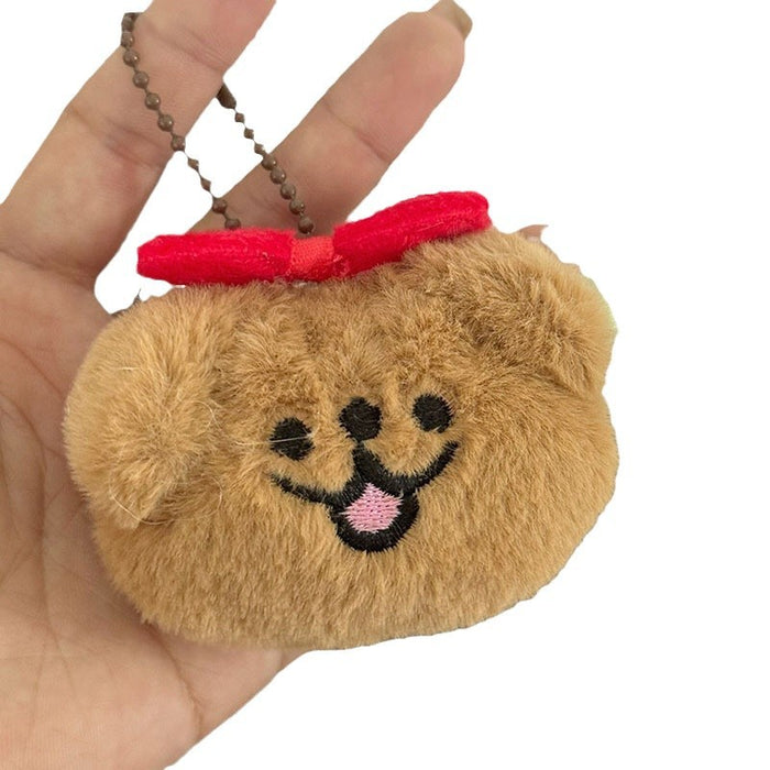 Wholesale Autumn and Winter Plush Line Puppy Bow Keychain Pendant Girl's Heart Schoolbag Hanging Chain Girlfriend Gift