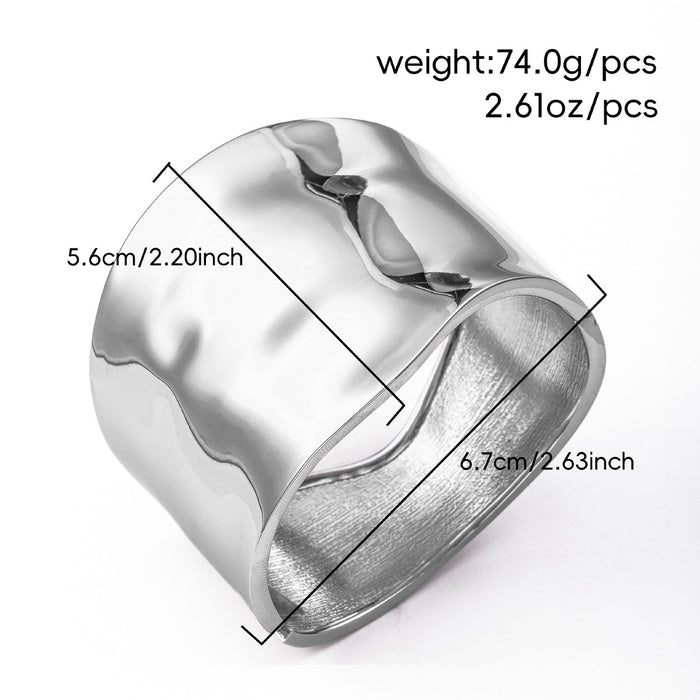 Wholesale Exaggerated jewelry, simple forged alloy bracelet, wide sided metal wind opening bracelet, hand accessory