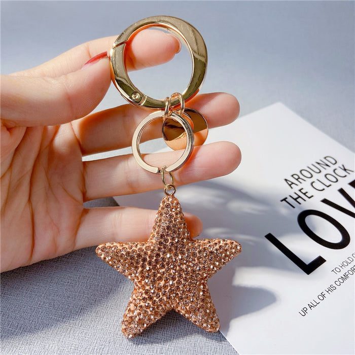 Wholesale Rhinestone Five-pointed Star Keychain JDC-KC-LX056