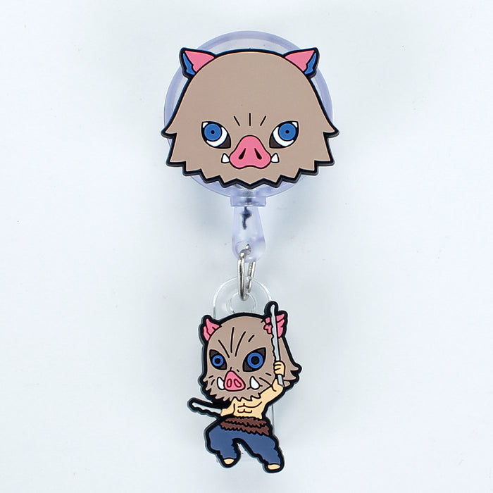 Wholesale Cartoon Badge Scroll Retractable Plastic Keychain JDC-KC-LuoKe006