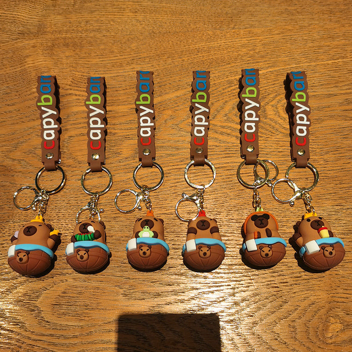 Wholesale Silicone Capybara Keychain Charm Eat Watermelon Design