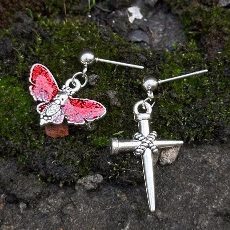 Wholesale New popular stainless steel earrings with asymmetrical cross earrings