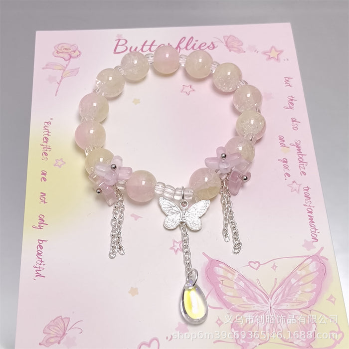 Wholesale Glass Crystal Butterfly Water Drop Bracelet Fashion Accessory