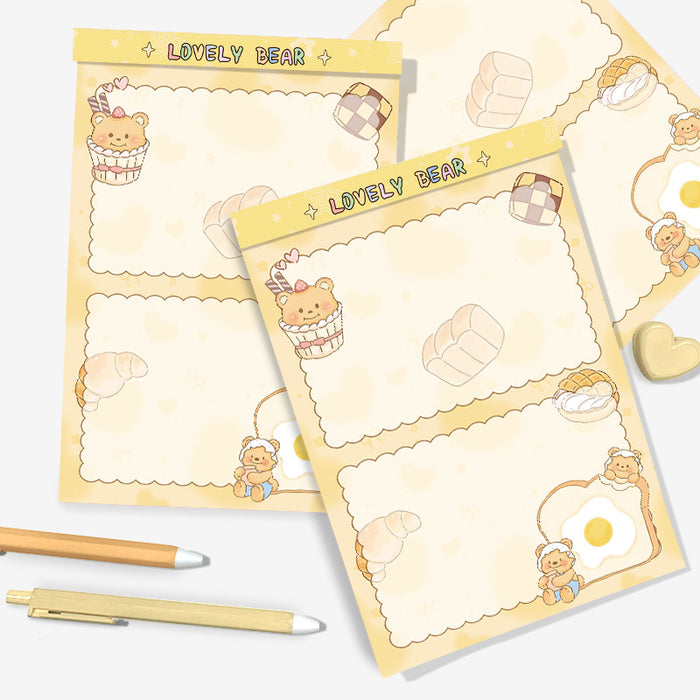 Wholesale A5 Tear-Off Notepad Bread Custard Bear Cartoon Thick Paper for Student Everyday Use