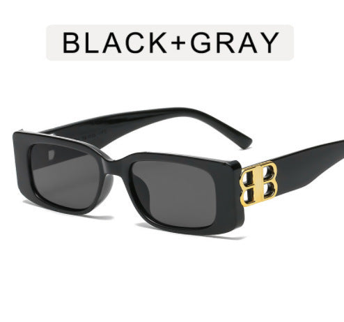 Wholesale High end fashion street photography sun protection double B box cat eye sunglasses