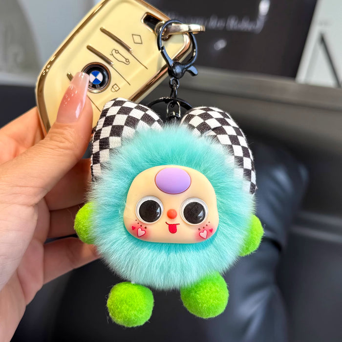 Wholesale Bowknot Small Coal Ball Fuzzy Keychain