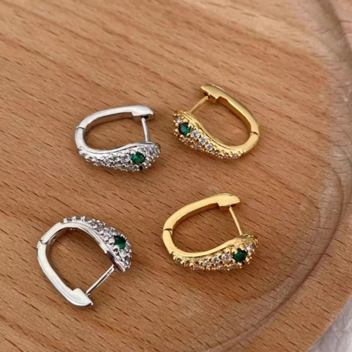 Wholesale Diamond studded snake shaped earrings, fashionable and niche design, light luxury and high-end feeling, ear ring buckle, personalized earrings