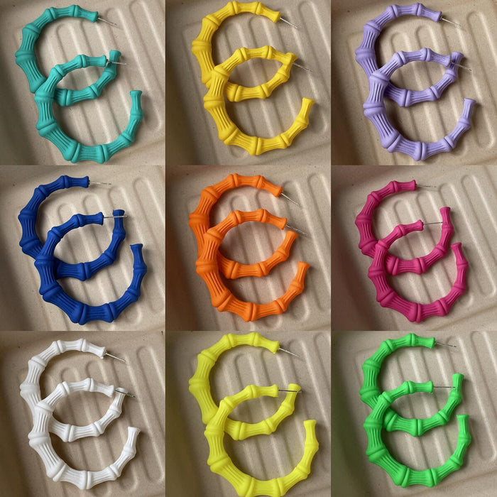 Wholesale Earrings Acrylic Color Fluorescent Bamboo Hoop Earrings JDC-ES-AX001