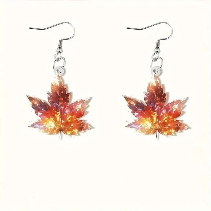 Wholesale Acrylic Thanksgiving Maple Leaf Personalized Earrings JDC-ES-Yujin002