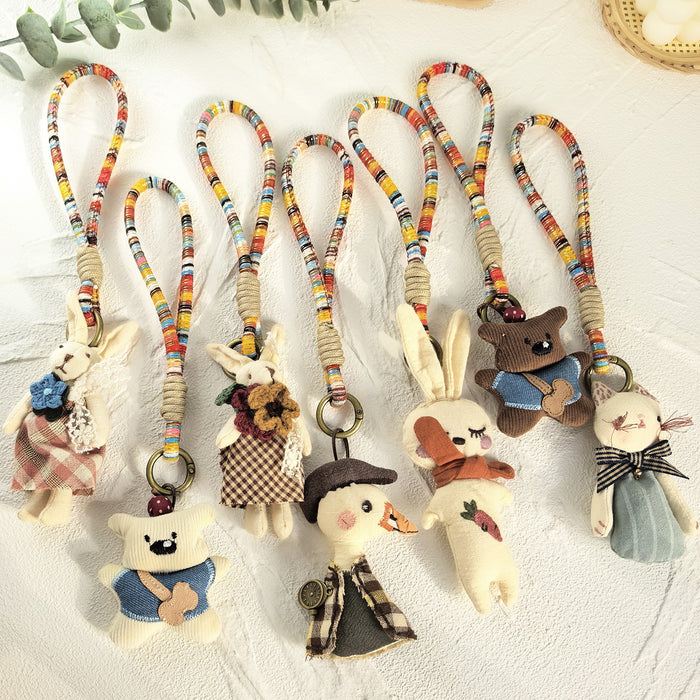Wholesale Handmade Cartoon Animal Fabric Keychain Bag Charm - Cute Little Bear Pig Duck MOQ≥2