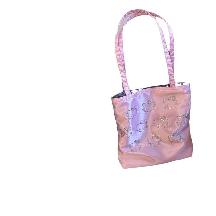 Wholesale Hot pressed diamond shoulder bag, silk shoulder bag, cute high-end tote versatile handbag